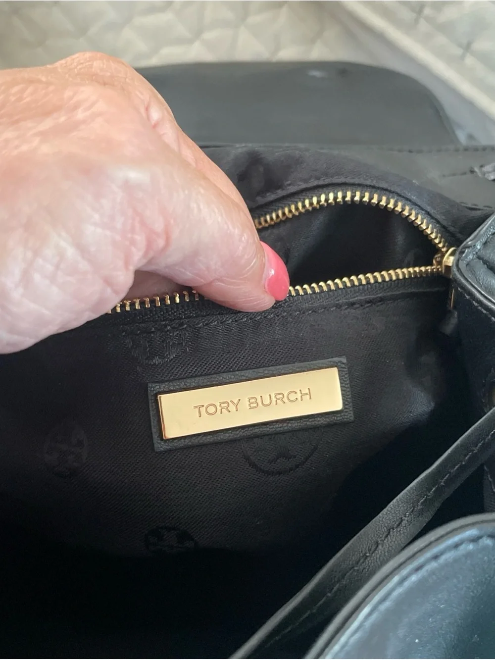 Tory Burch Black Quilted Leather Backpack